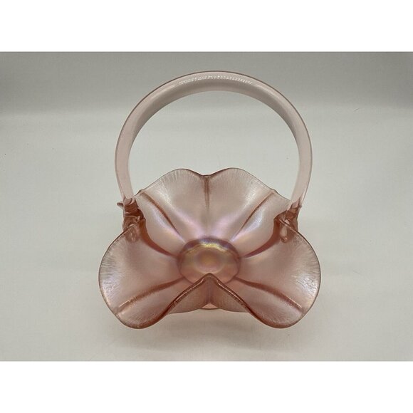 Fenton USA Velva Rose Iridescent Stretch Glass 75th Anniv. Cloverleaf Basket - Picture 6 of 15